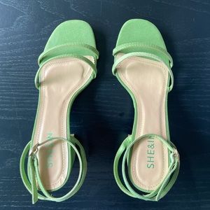 Green Shein block heels
